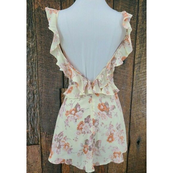 New Flynn Skye Cream Blossoms Mimi Mini Dress Womens XS Ivory Floral Rayon - Picture 4 of 7